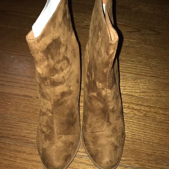 Cognac Suede Booties - Picture 2 of 5